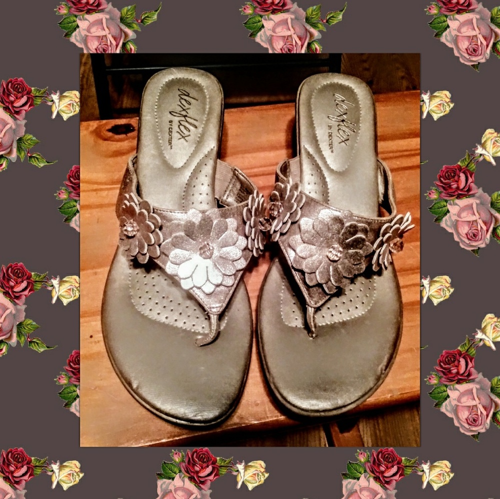 Gold Sandals with Floral Accents